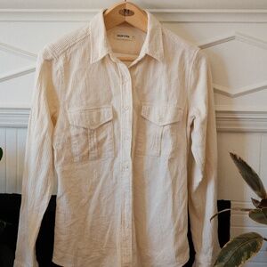 Women's Taylor Stitch Corduroy Cream Button-Up Shirt Medium